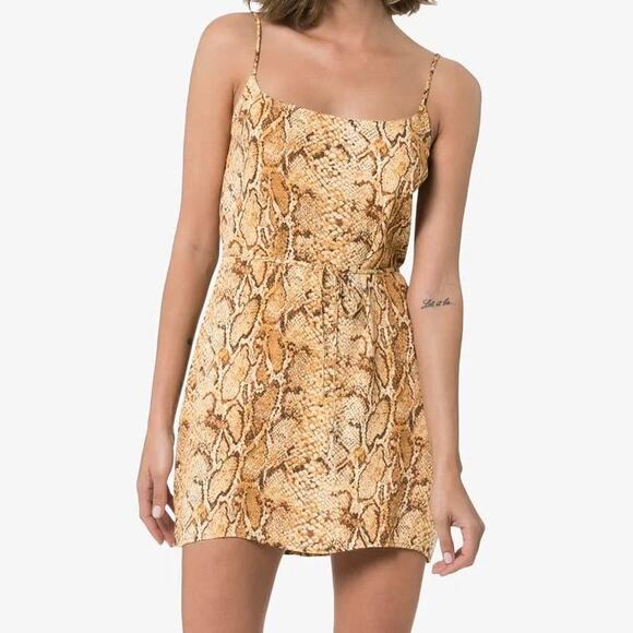 Reformation Vivette Snakeskin Mini Slip Dress Size M - Picture 1 of 5